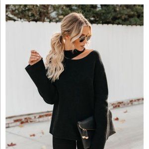 Vici Indulgence Choker Cutout Sweater - Black